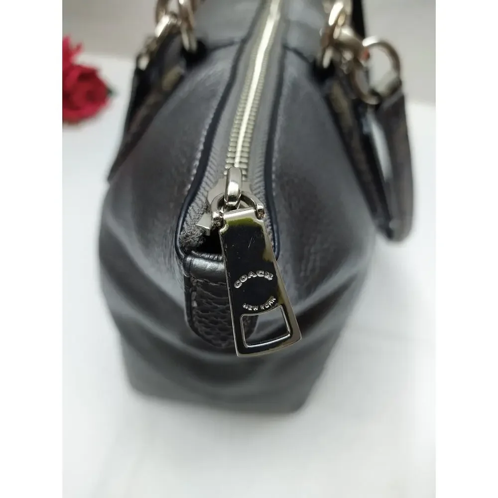 Coach Gray Leather Double Handles Zipper Closure Satchel Shoulder Bag